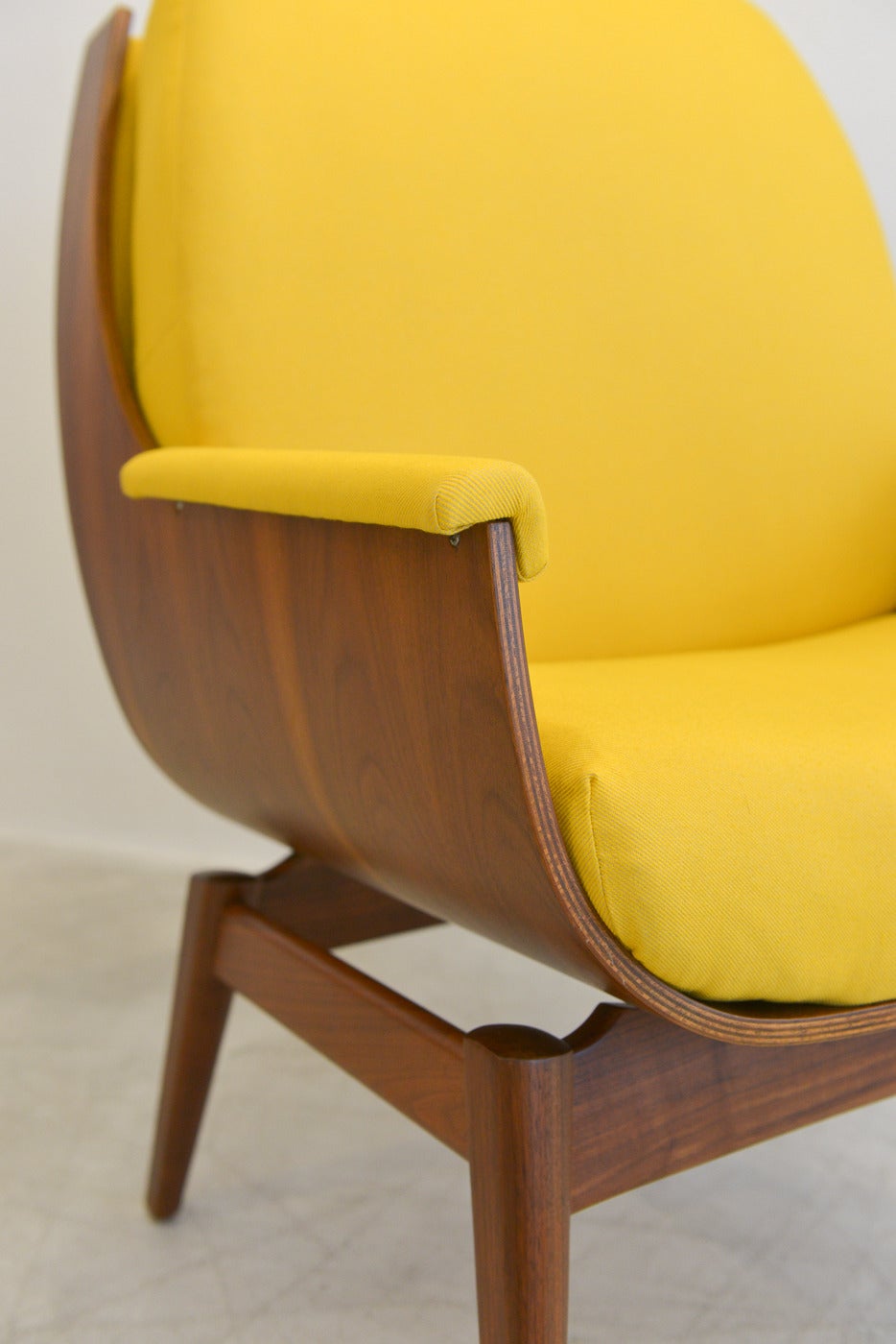 Walnut Bentwood Scoop Chair in Bright Yellow 1
