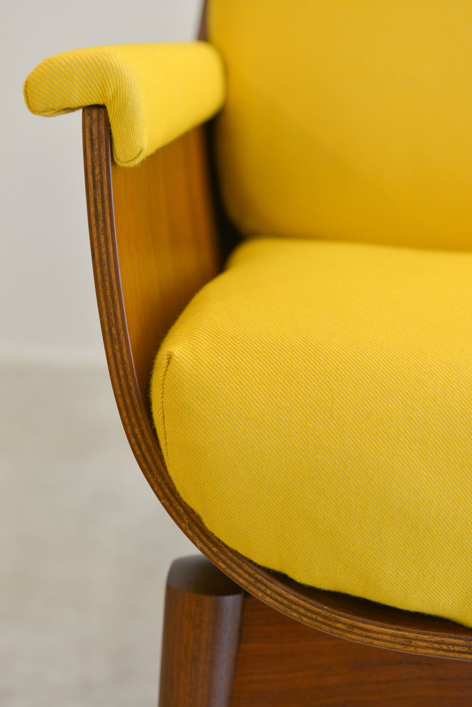 Walnut Bentwood Scoop Chair in Bright Yellow at 1stDibs