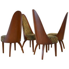 Rare Set of Four Atomic Bentwood Dining Chairs by Chet Beardsley