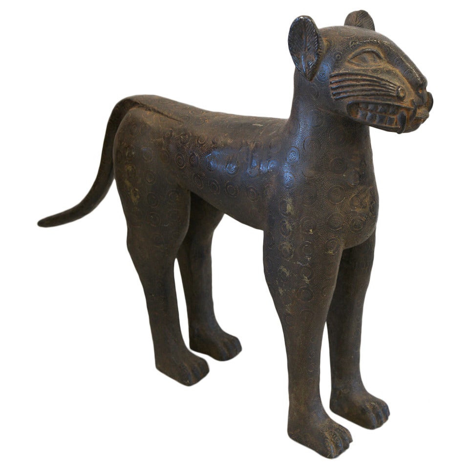 Benin Bronze Leopard Statue