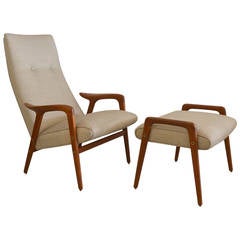 Rare 'Mingo' Lounge Chair with Ottoman by Yngve Ekstrom