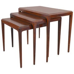 Set of Rosewood Nesting Tables by Johannes Anderson for Silkeborg Mobler