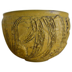 Important Incised Ceramic Bowl by Tom McMillin