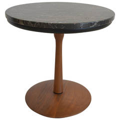 Walnut and Marble Side or Accent Table