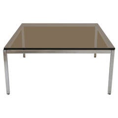 Smoked Glass and Chrome Side Table by Steelcase