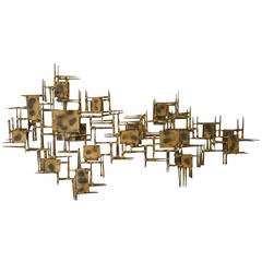 Brutalist Brass Wall Sculpture by Marc Weinstein