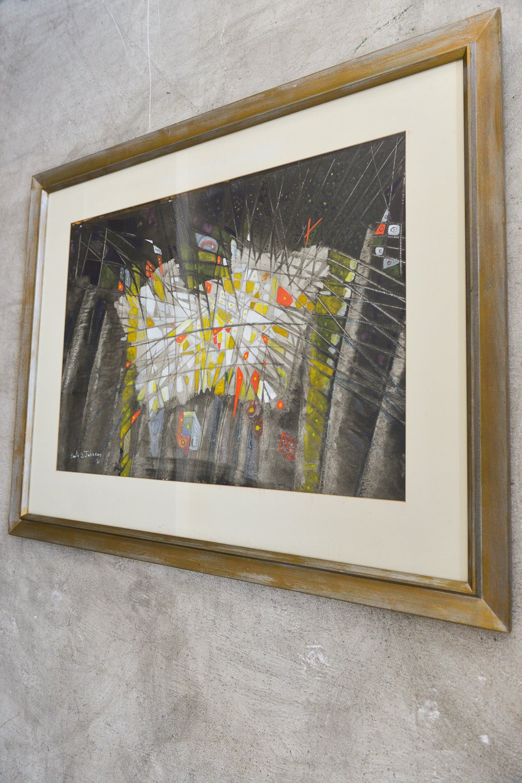 Mid-Century moderno Acquerello astratto originale di Emily B. Johnson '61 in vendita