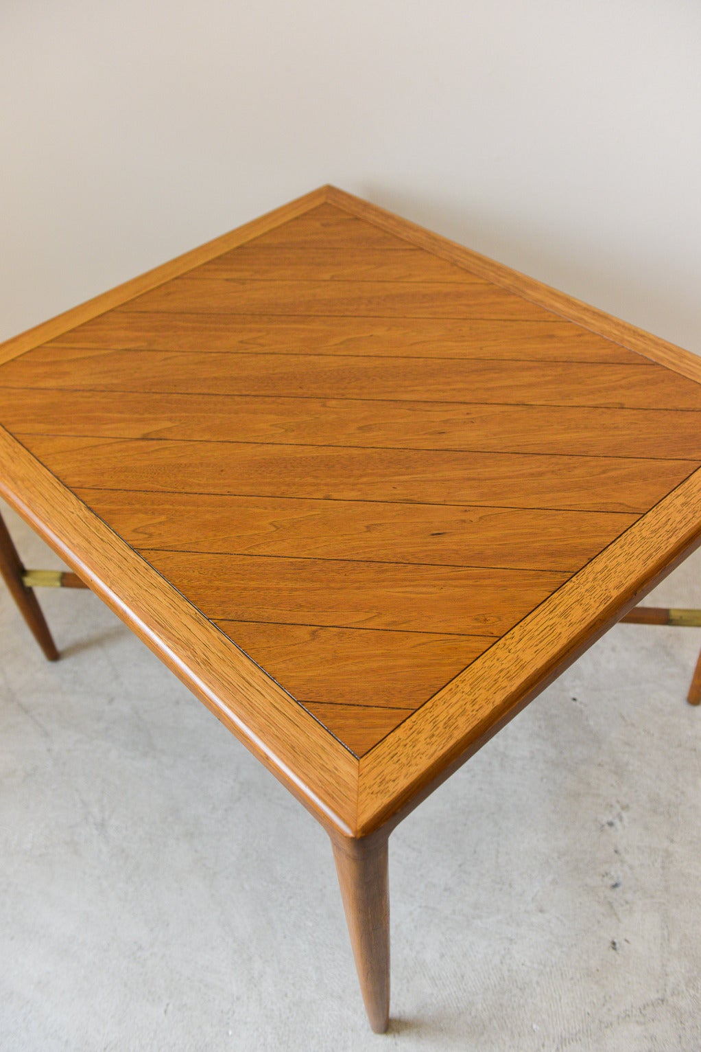 American Mahogany and Brass X-Base Side or End Table by Tomlinson