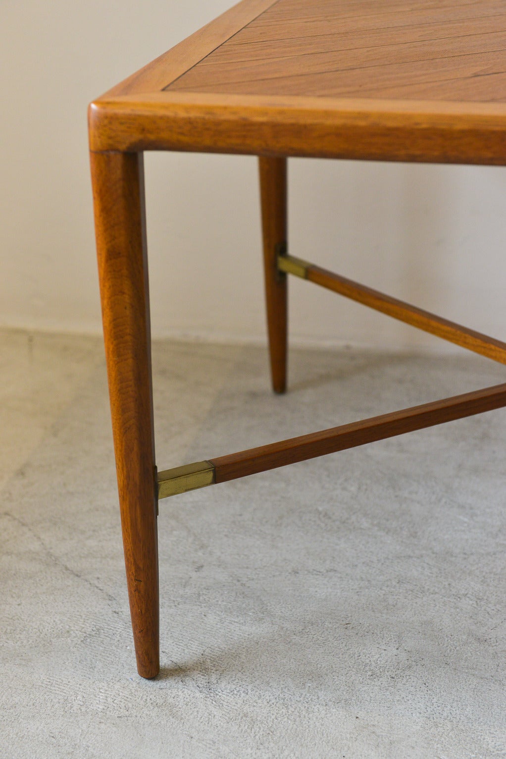 Mid-Century Modern Mahogany and Brass X-Base Side or End Table by Tomlinson