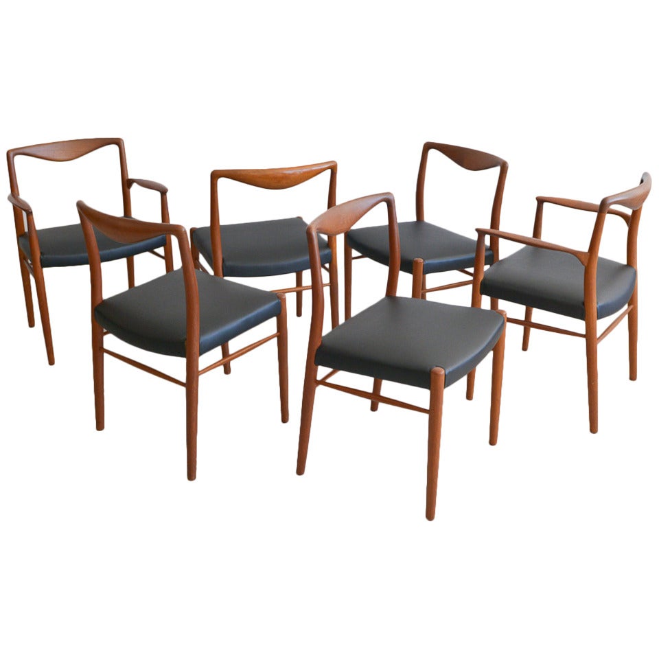 Rare Set of Six Kai Lyngfeldt Larsen for Søren Willadsen Dining Chairs