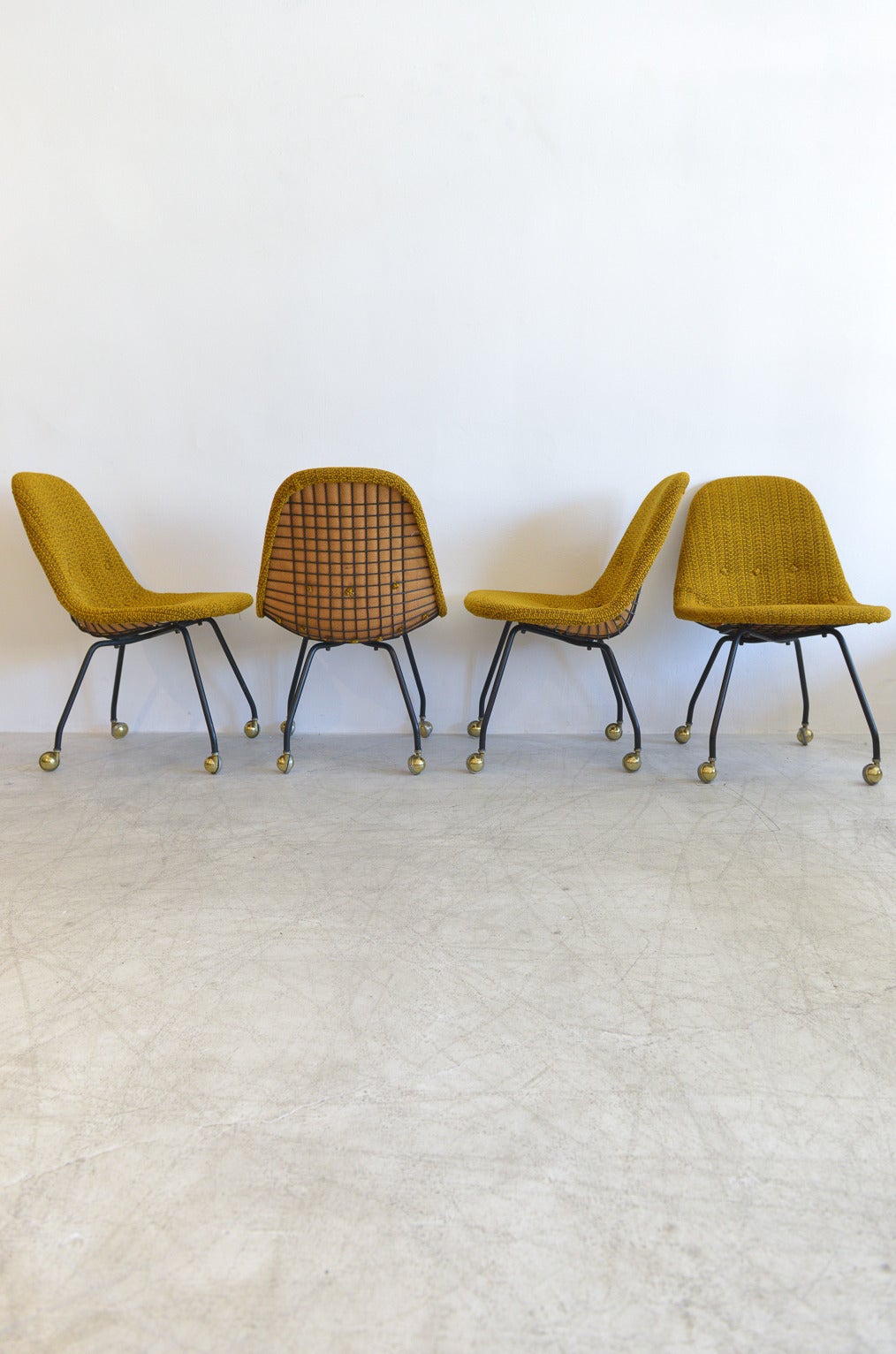 Mid-Century Modern Rare Set Early Charles Eames Wire Mesh Chairs