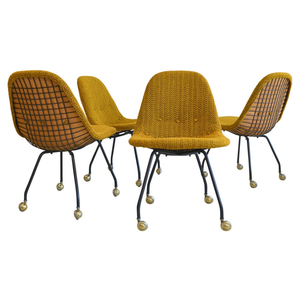 Rare Set Early Charles Eames Wire Mesh Chairs