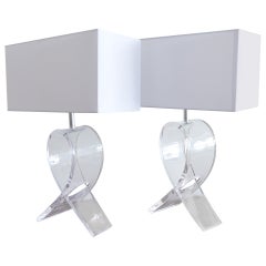 Pair of Lucite Bow Tie Lamps by Herb Ritts for Astrolite