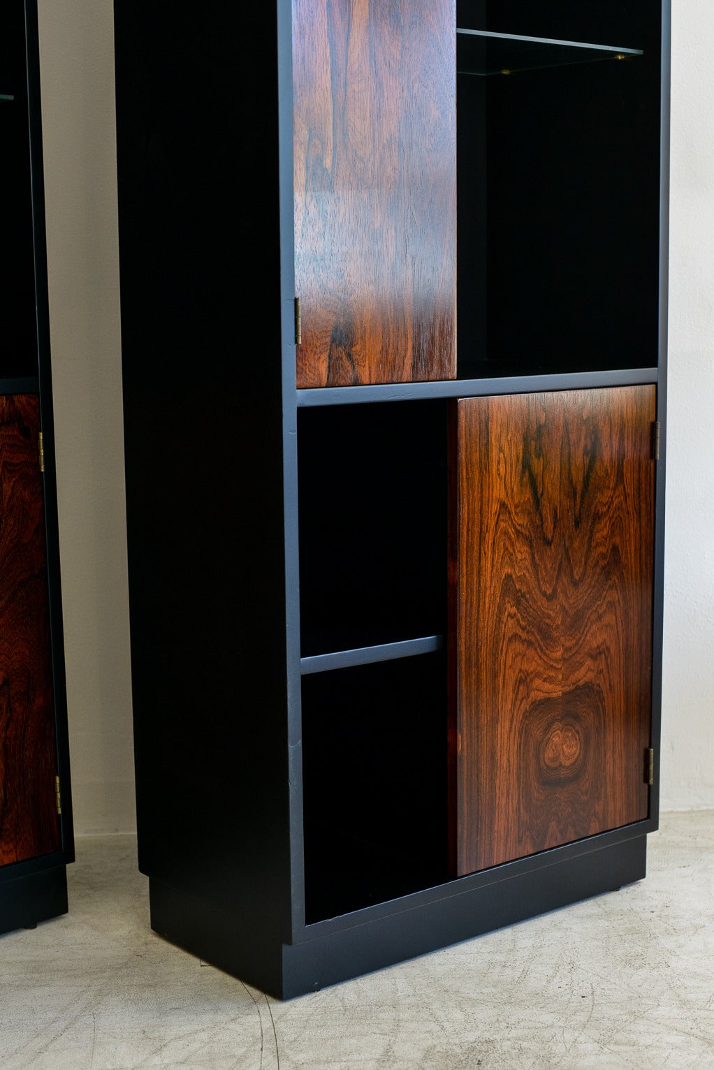 Ebonized Pair of Harvey Probber Rosewood Display Cabinets