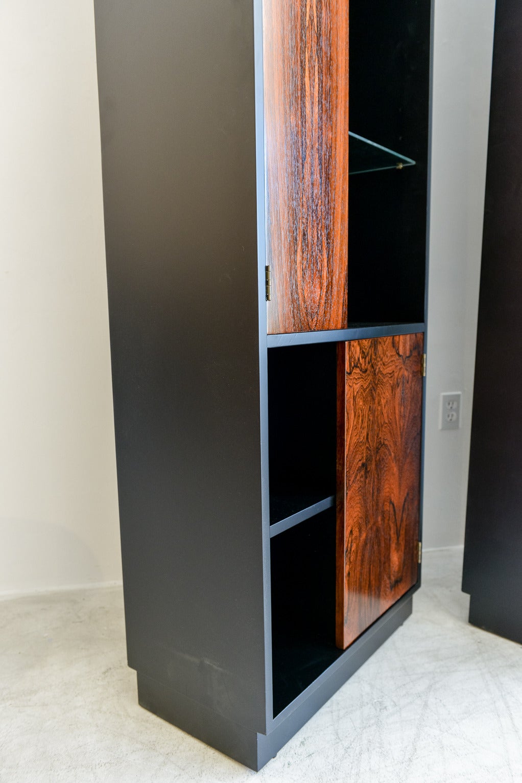 American Pair of Harvey Probber Rosewood Display Cabinets