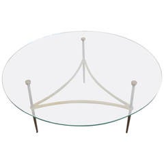 Brass and Glass Tri-Leg Coffee Table, attributed to Gio Ponti