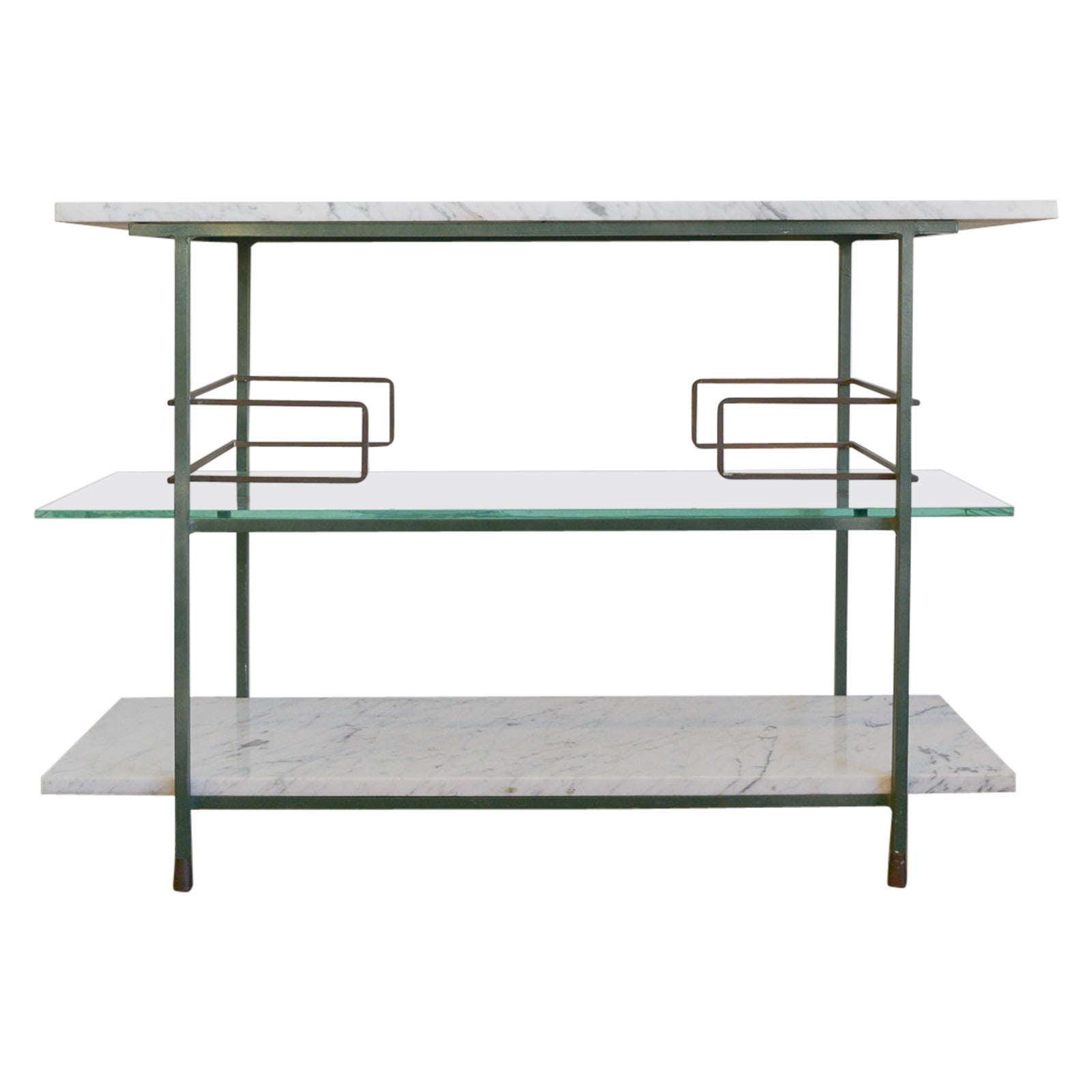 Vintage Salterini Italian Marble and Glass Console or Bar