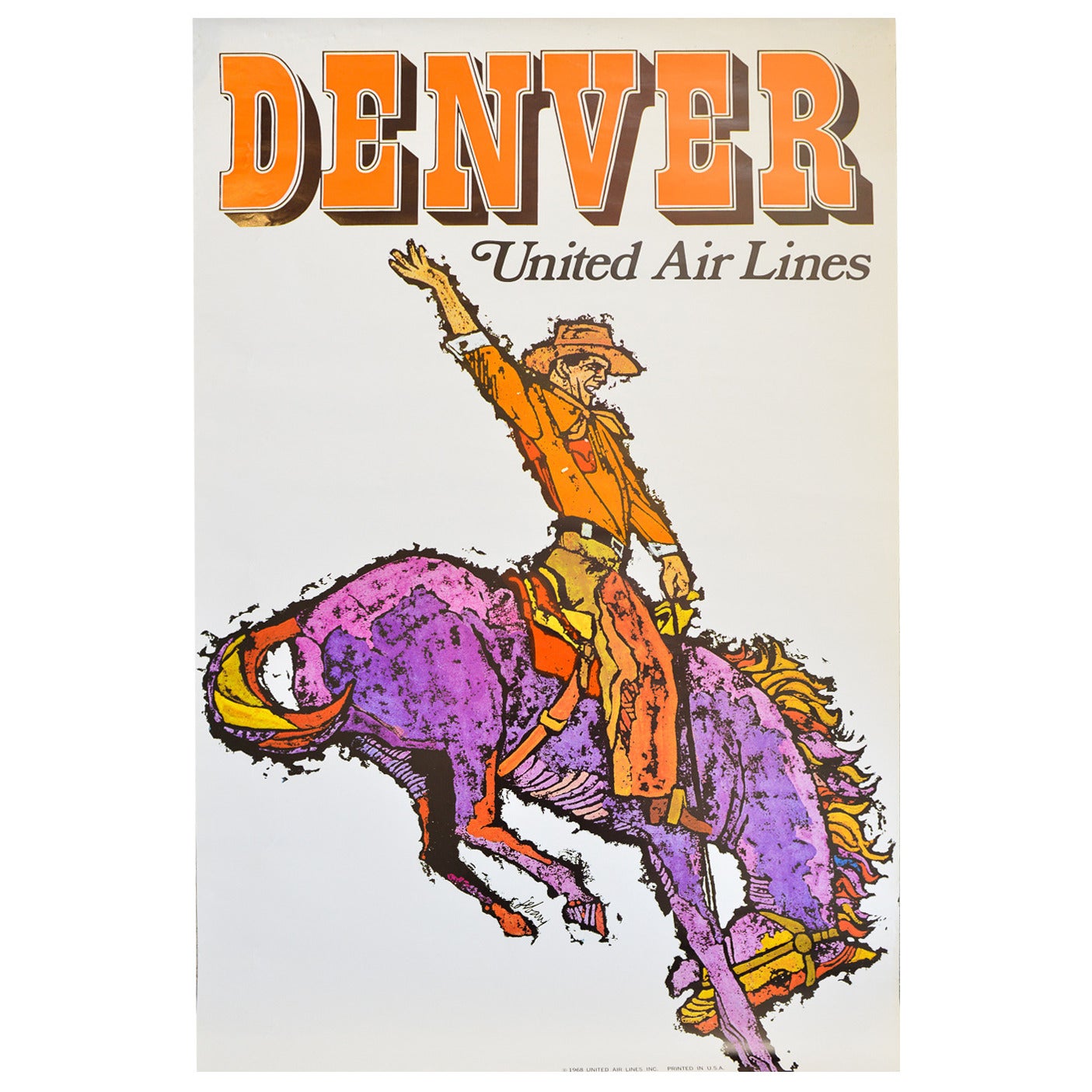 Vintage United Airlines Travel Poster Denver by Jebary