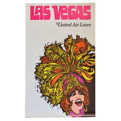 Vintage United Airlines Travel Poster for Las Vegas by Jebary