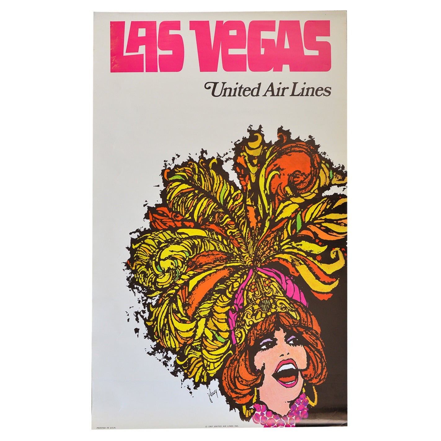 Vintage United Airlines Travel Poster for Las Vegas by Jebary