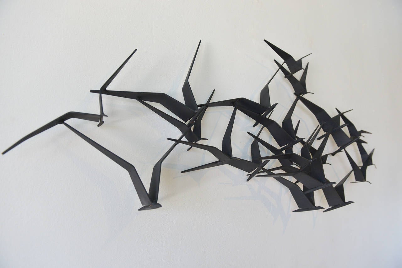 American Curtis Jere Birds In Flight Metal Wall Sculpture
