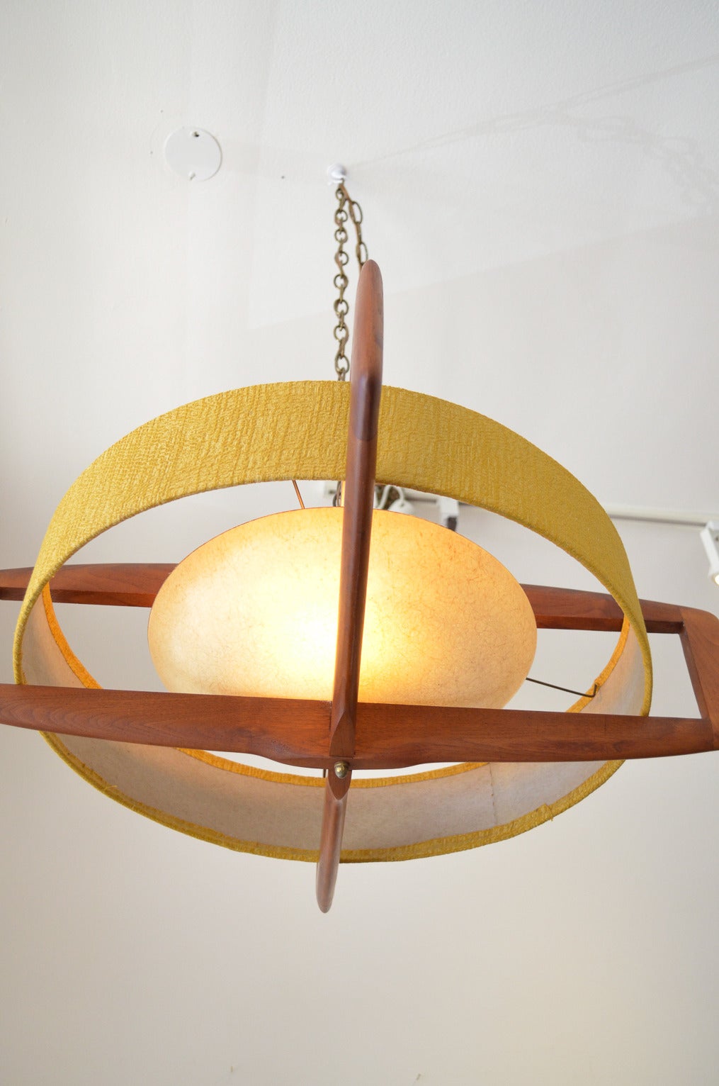 Atomic Teak and Fiberglass Pendant Light at 1stDibs