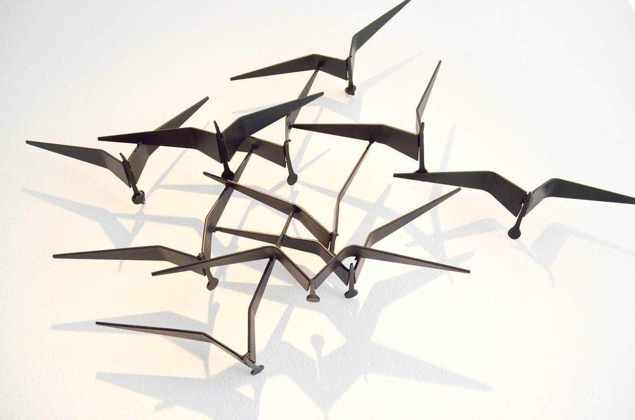 American Rare Curtis Jere Birds in Flight Double Set Wall Sculpture