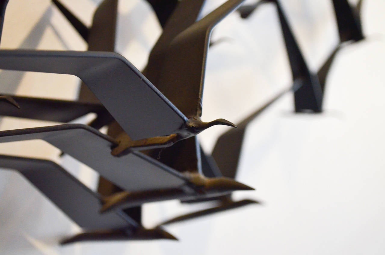 Metal Rare Curtis Jere Birds in Flight Double Set Wall Sculpture