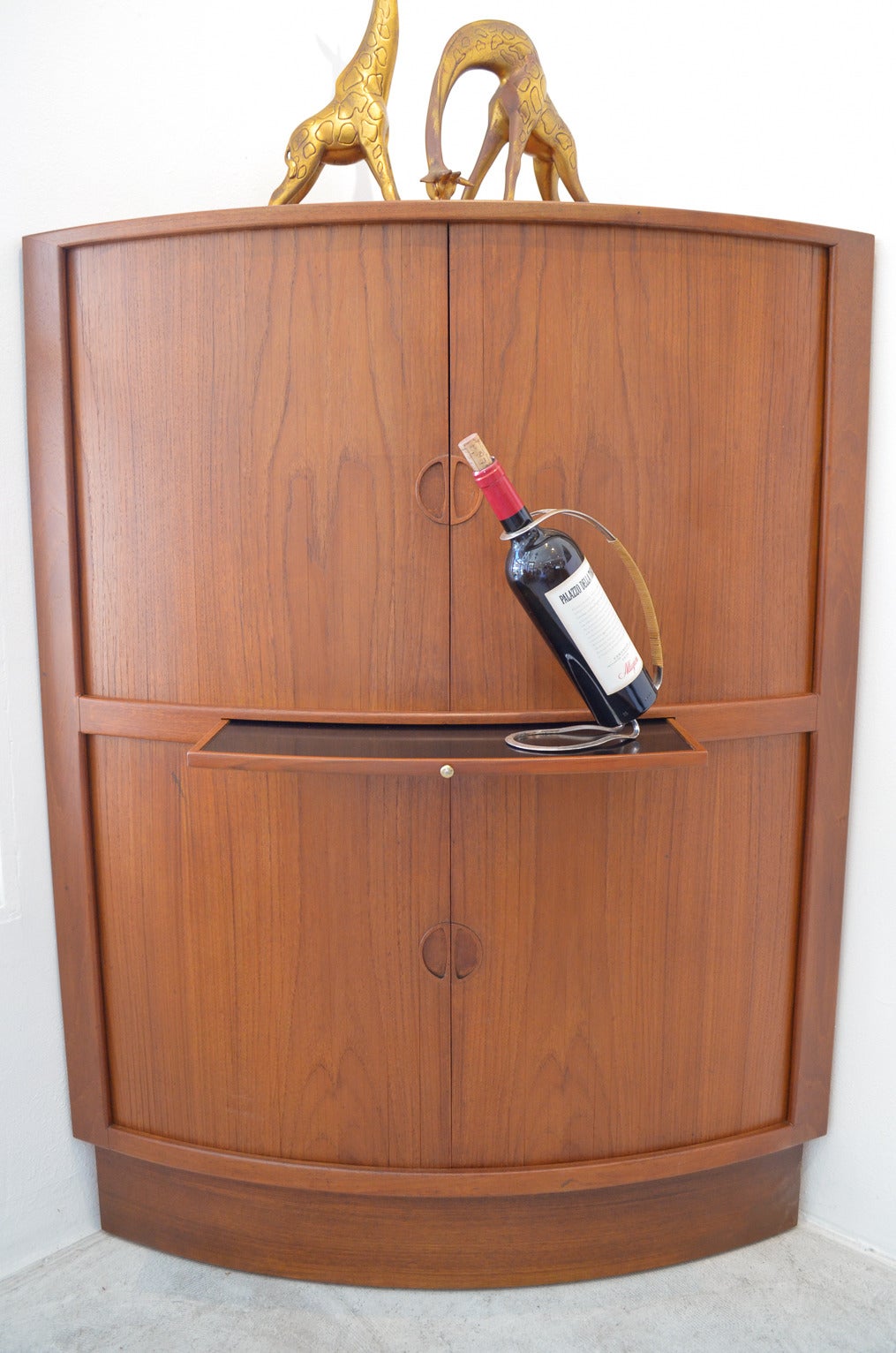 Danish Teak Tambour Door Corner Bar 3