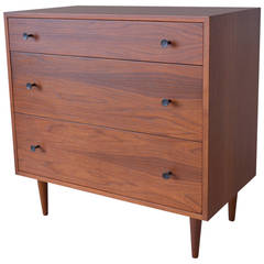 Milo Baughman for Glenn of California, Walnut Three-Drawer Dresser or Chest