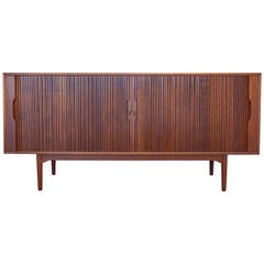 Stunning Walnut Tambour Door Credenza by Kipp Stewart