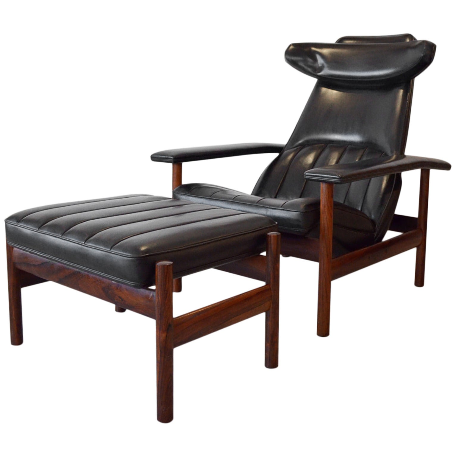Rare Rosewood Lounge Chair and Ottoman by Sven Ivar Dysthe