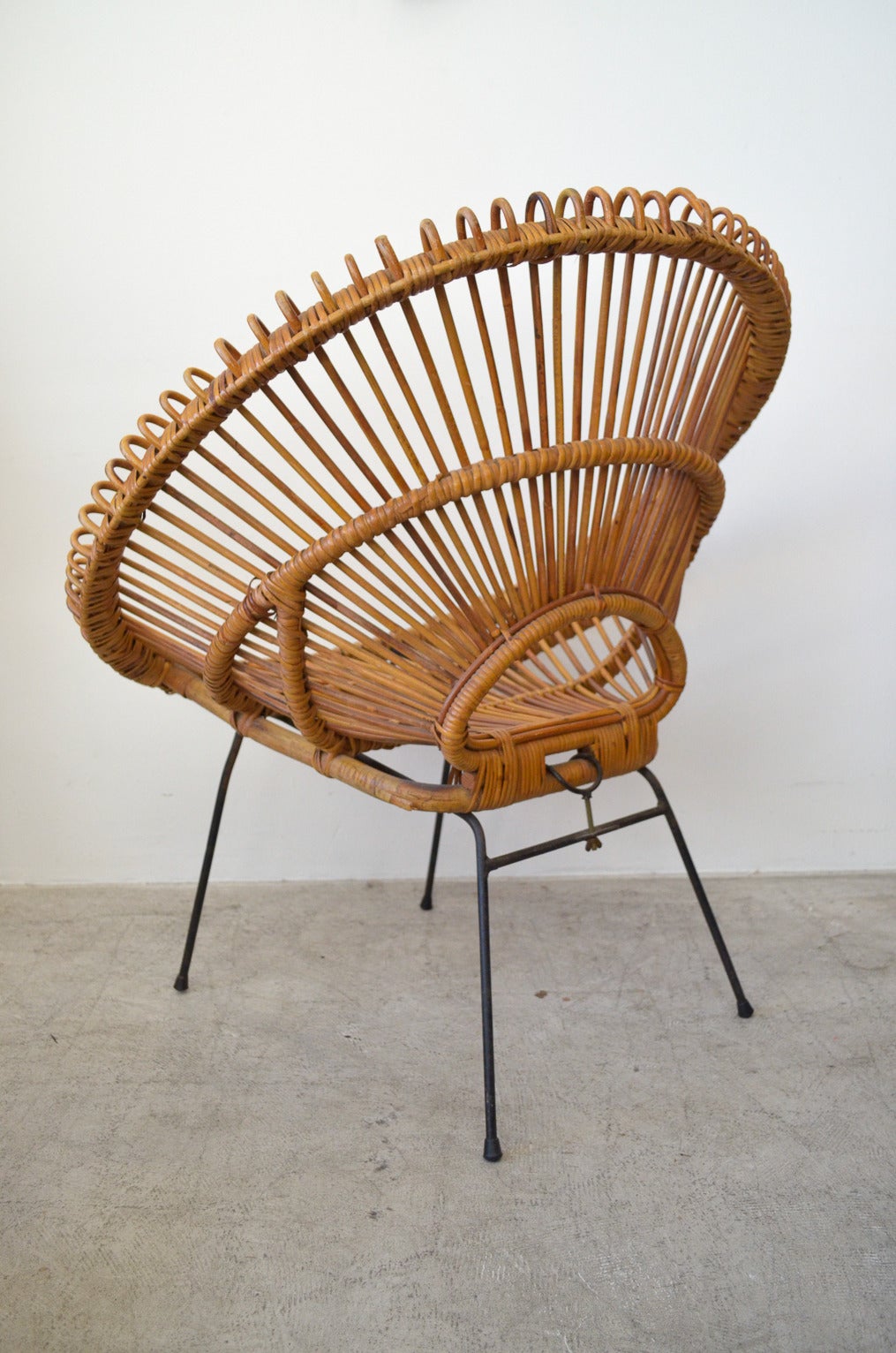Rattan and Iron Hoop Chair Attributed to Janine Abraham and Dirk Jan Rol 2