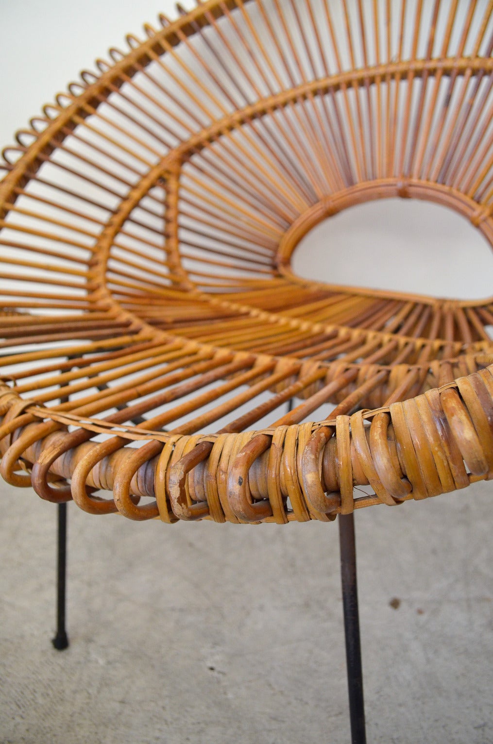 Rattan and Iron Hoop Chair Attributed to Janine Abraham and Dirk Jan Rol 3