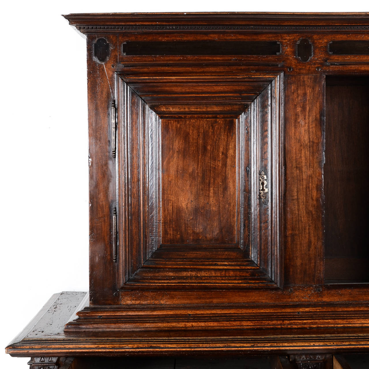 Hand-Crafted Antique Italian Deux Corps Cabinet, circa 1700