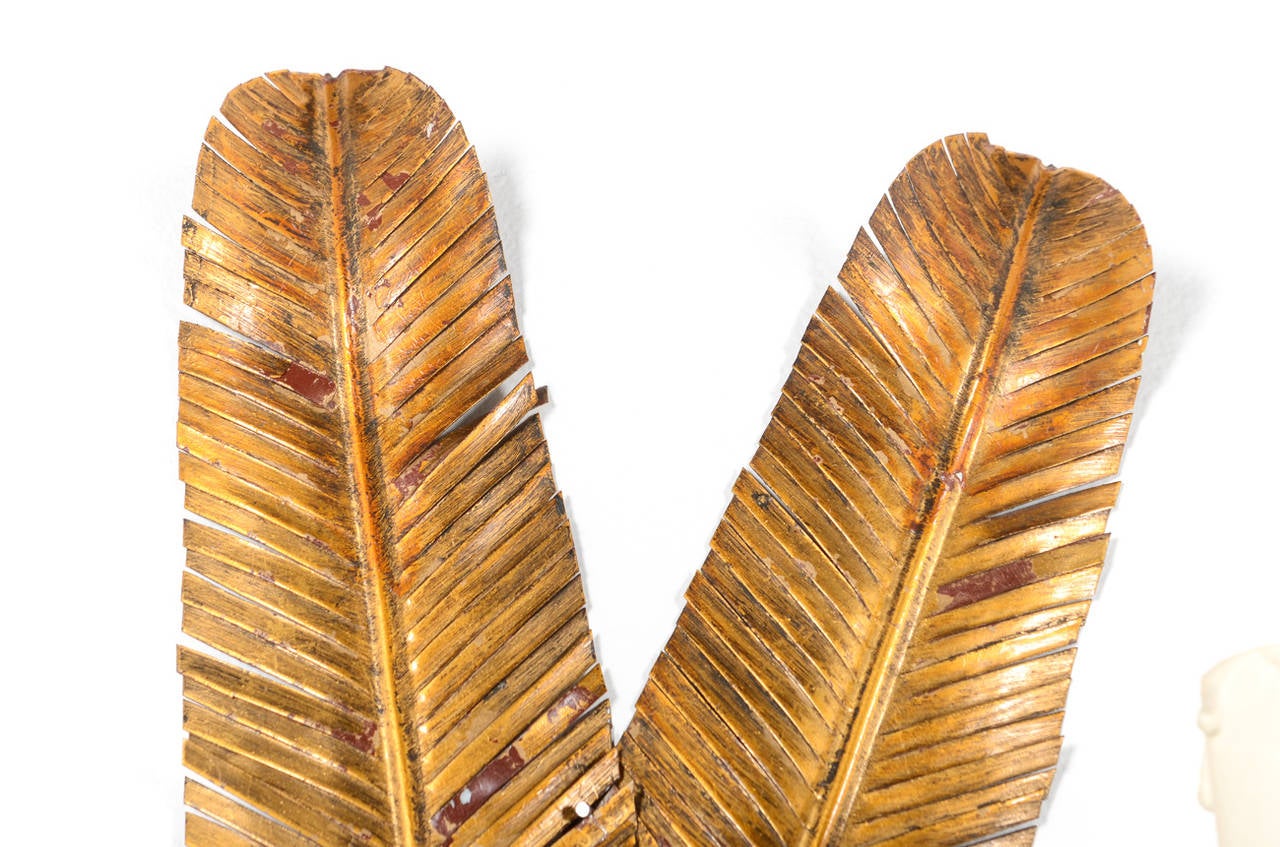 Mid-20th Century Pair of Feather Sconces by Maison FlorArt Circa 1950