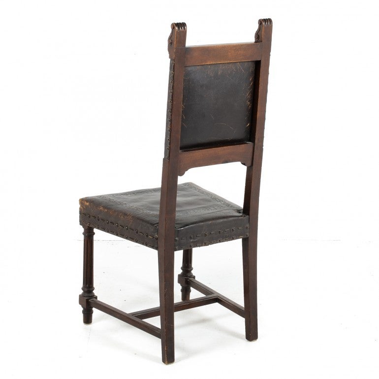 antique leather dining chairs