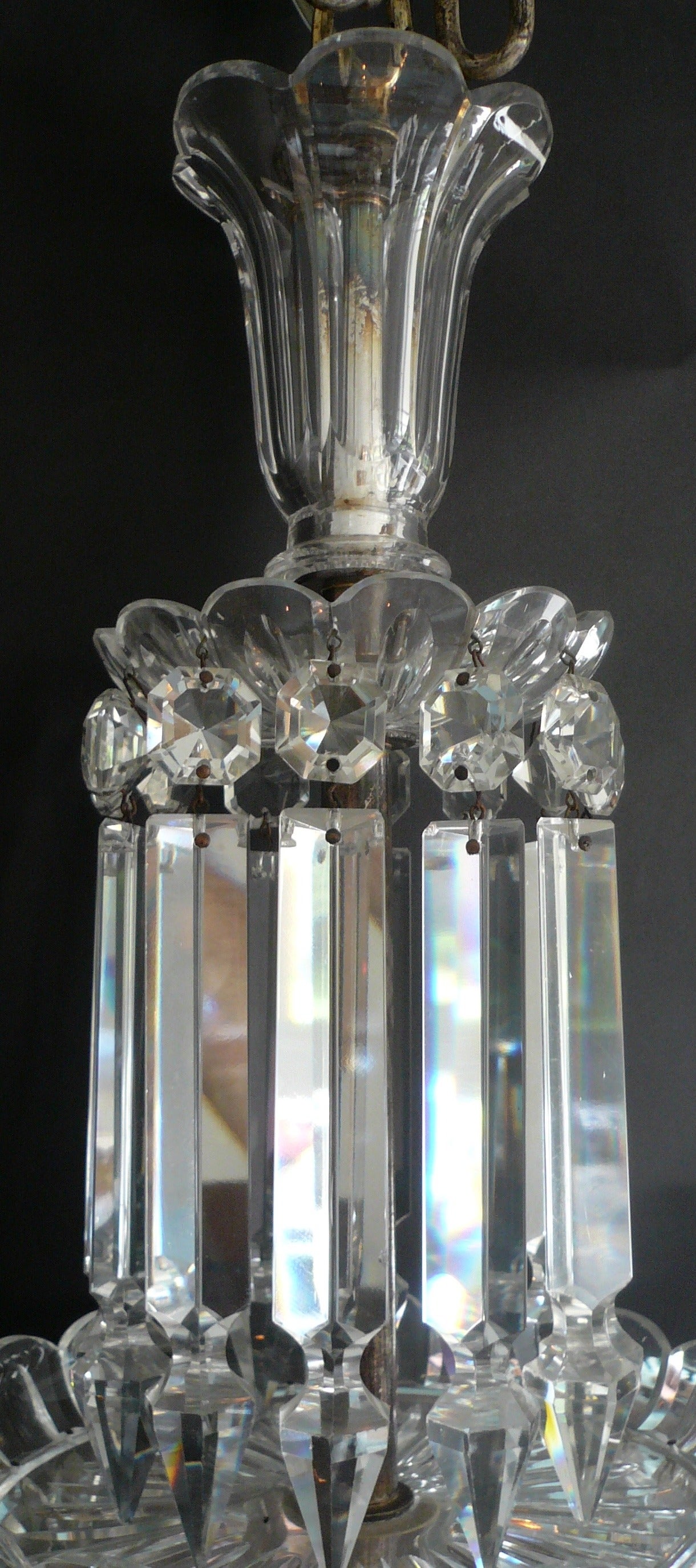 Faceted Mid-19th Century English Cut Crystal Chandelier by F. & C. Osler