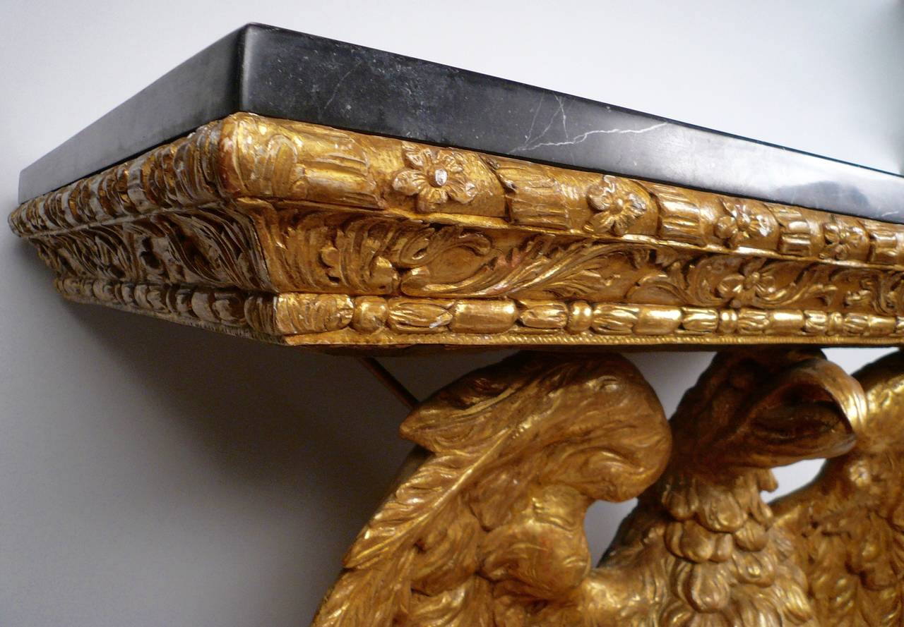 English Pair of 18th Century Giltwood Eagle Console Tables in the Manner of William Kent