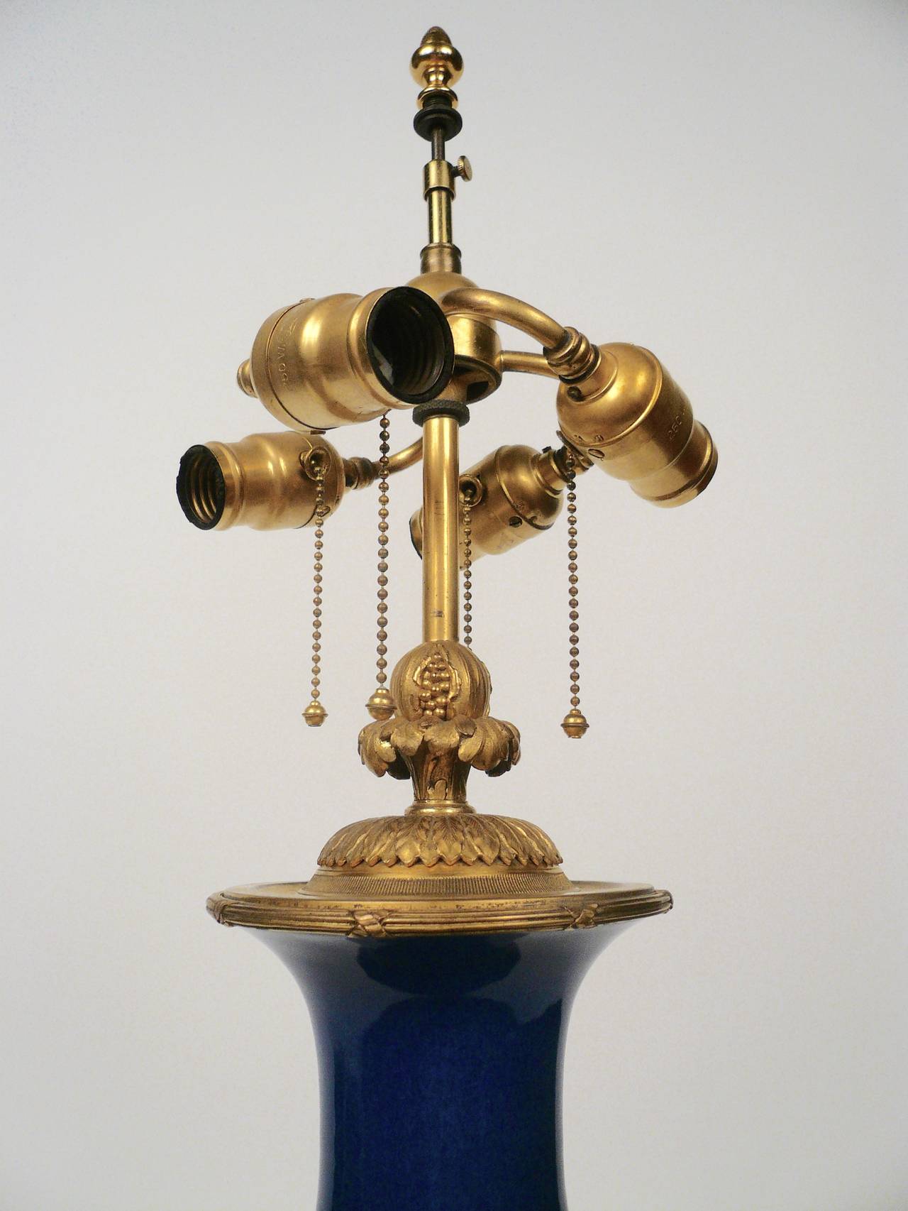 Belle Époque Blue Porcelain and Ormolu Table Lamp by E.F. Caldwell
