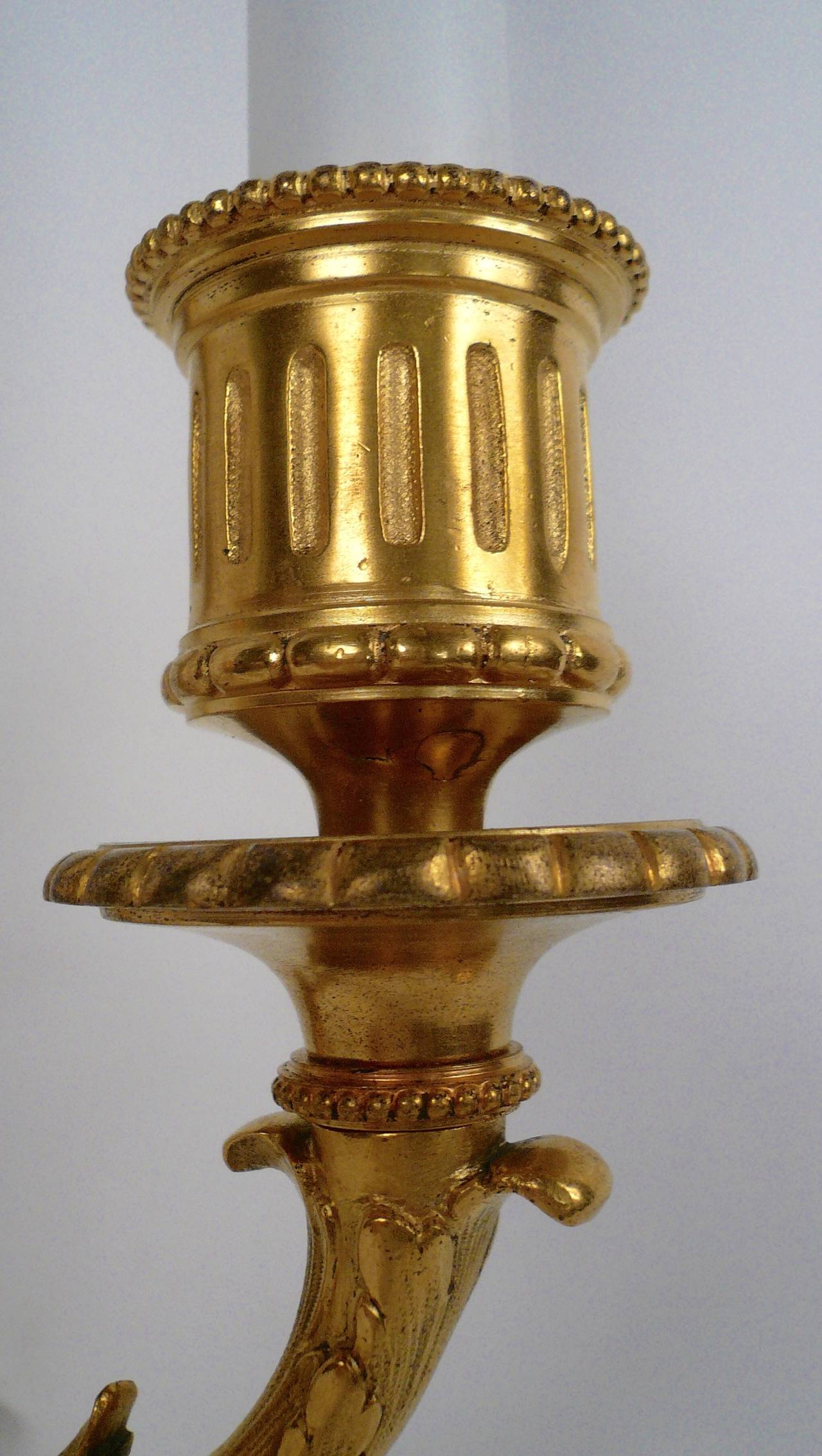 American Pair of Adam Style Two-Light Gilt Bronze Sconces by E.F. Caldwell
