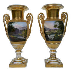 Pair of 19th Century Old Paris Porcelain Urns, Signed L. Brochart