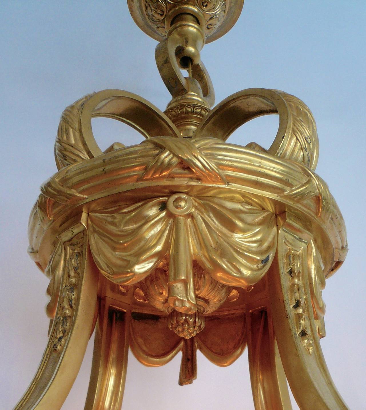 Gilt Bronze and Crystal Bead Eight-Light Chandelier by E.F. Caldwell 1