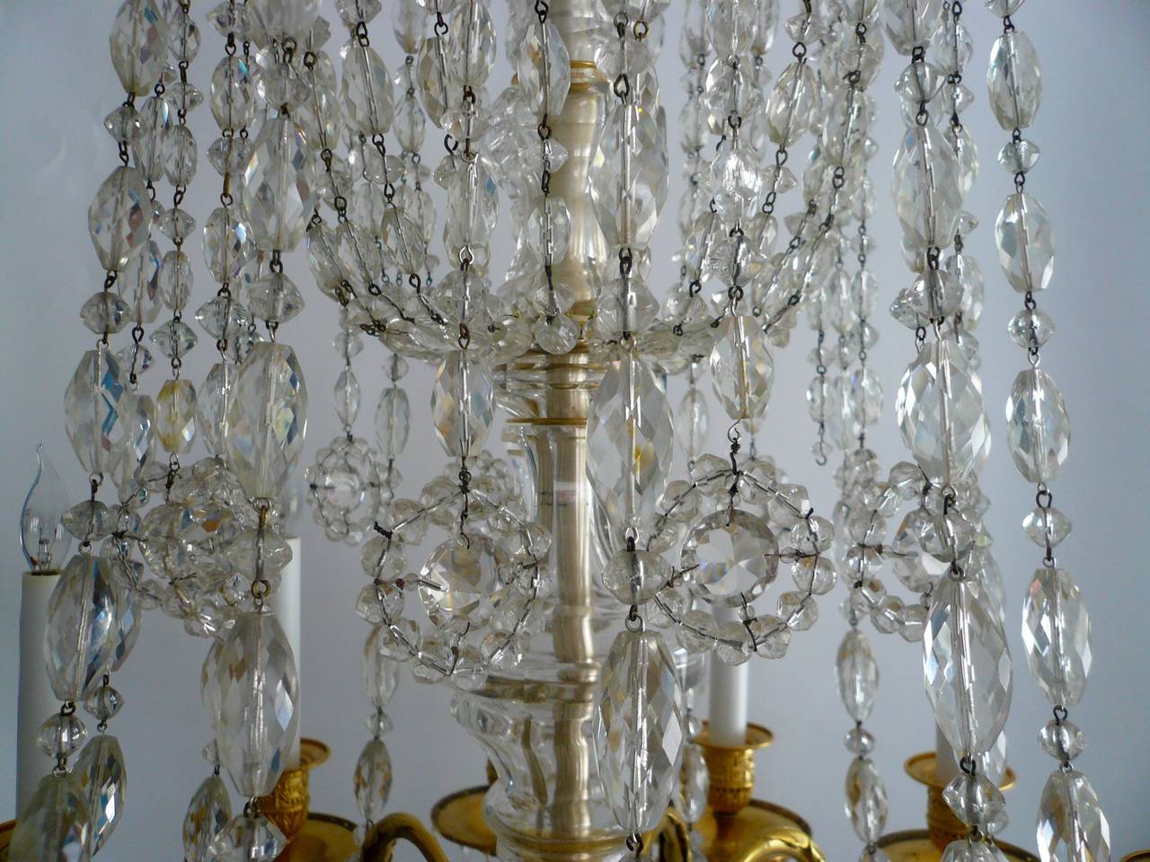 20th Century Gilt Bronze and Cut Crystal Twelve-Light Chandelier by E. F. Caldwell