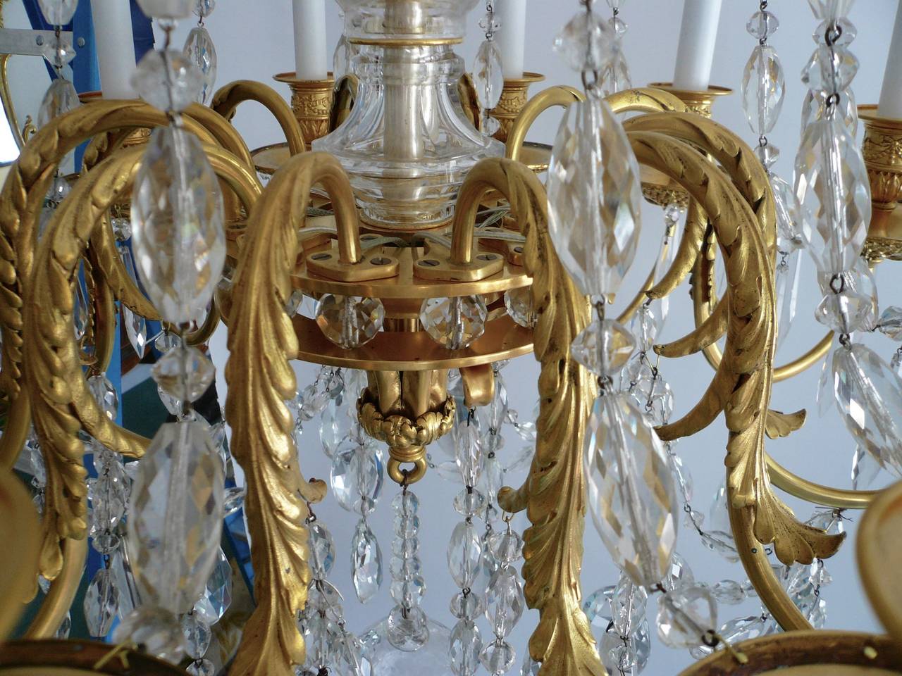 Gilt Bronze and Cut Crystal Twelve-Light Chandelier by E. F. Caldwell 1