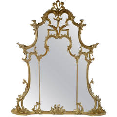 Chinese Chippendale Style Carved and Giltwood Mirror