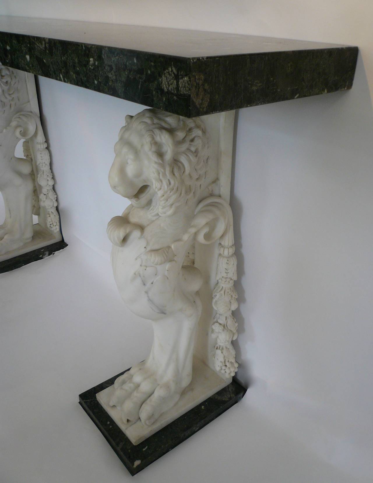 Italian Continental Carved Marble Console Table, circa 1900