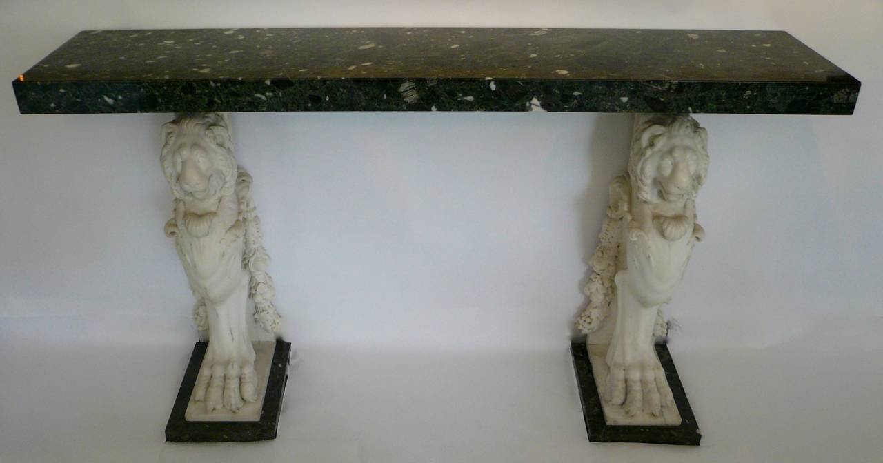 Continental Carved Marble Console Table, circa 1900 In Excellent Condition In Pittsburgh, PA