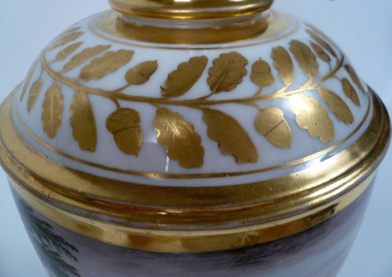 French Old Paris Porcelain Urn-Form Lamp