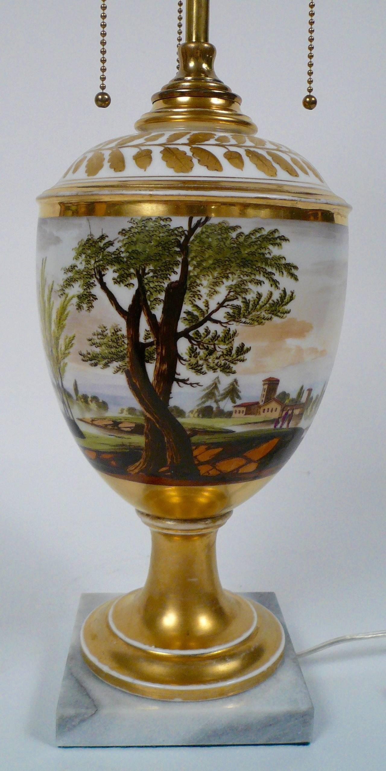 Neoclassical Old Paris Porcelain Urn-Form Lamp